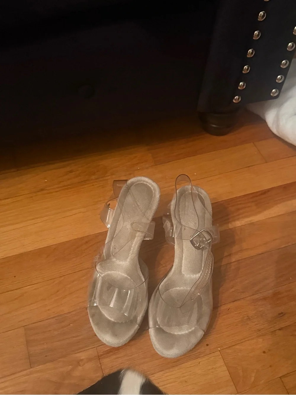 Clear Platform Heels with Silver Stud Accents Bodybuilding Heels